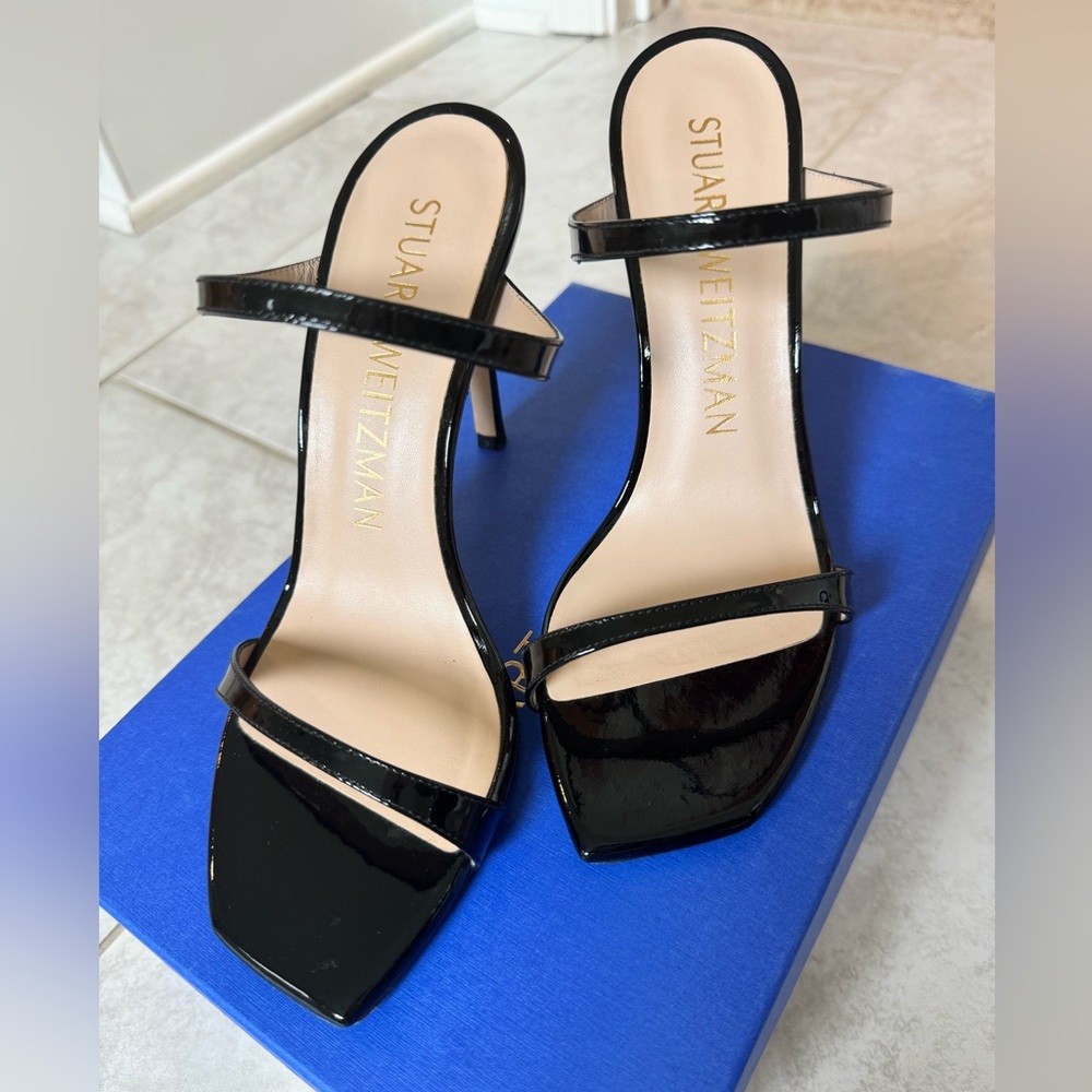 Stuart Weitzman Aleena 100 Black Patent Sz 39